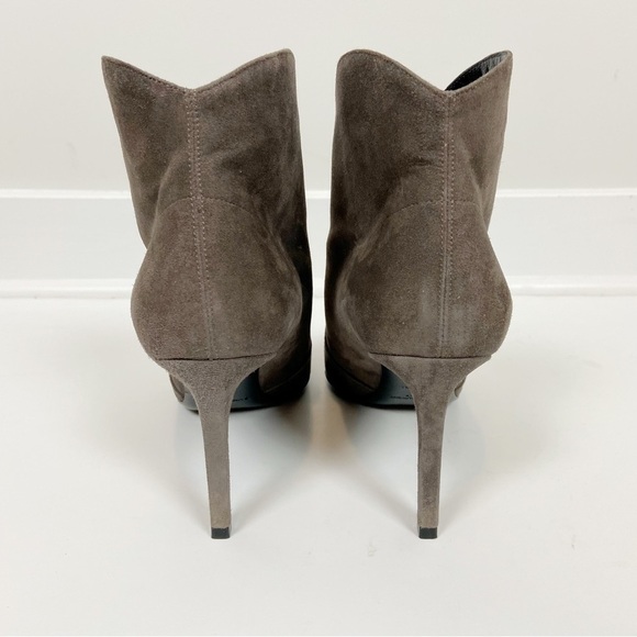 Saint Laurent Paris High Heeled Grey Suede Pointy Toe Ankle Boots Size 37 - Picture 5 of 13